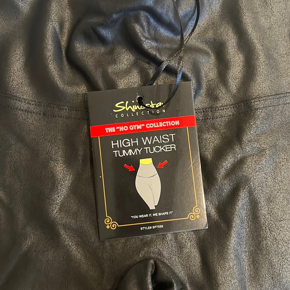 High waist tummy tucker faux leather leggings